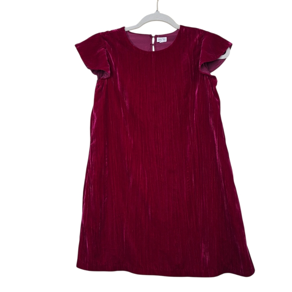 Gymboree Girl Holiday Fuchsia Pink Velvet Dress Ruffle Cap Sleeve A-Line Size 10